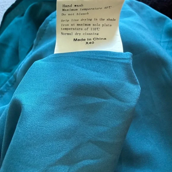 Elegant Teal Long Sleeve Dress - Picture 5 of 15